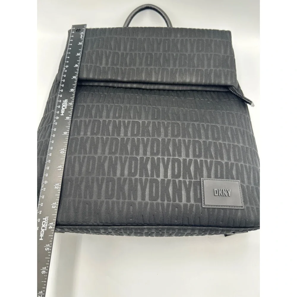 DKNY‎ Bryant Black Embossed Logo Foldover Backpack Handbag R13A3P11